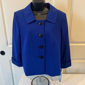 Tahari Arthur S Levine Women's Blue Button-Up Jacket